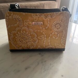 MICHE Petite Floral Embossed Tan and Black Handbag Shell - Sunny (Shell ONLY)